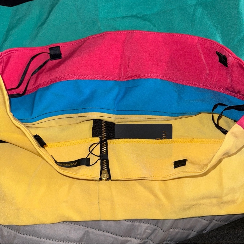 NWT Radzoli multi color colorblock bodycon removable straps dress sz: Large - Picture 12 of 12